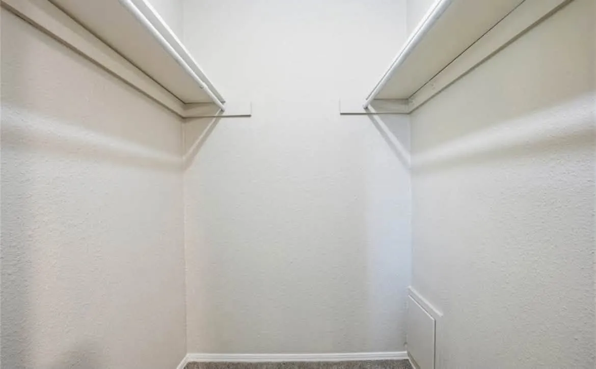 Smooth, freshly textured and painted drywall walls in a closet